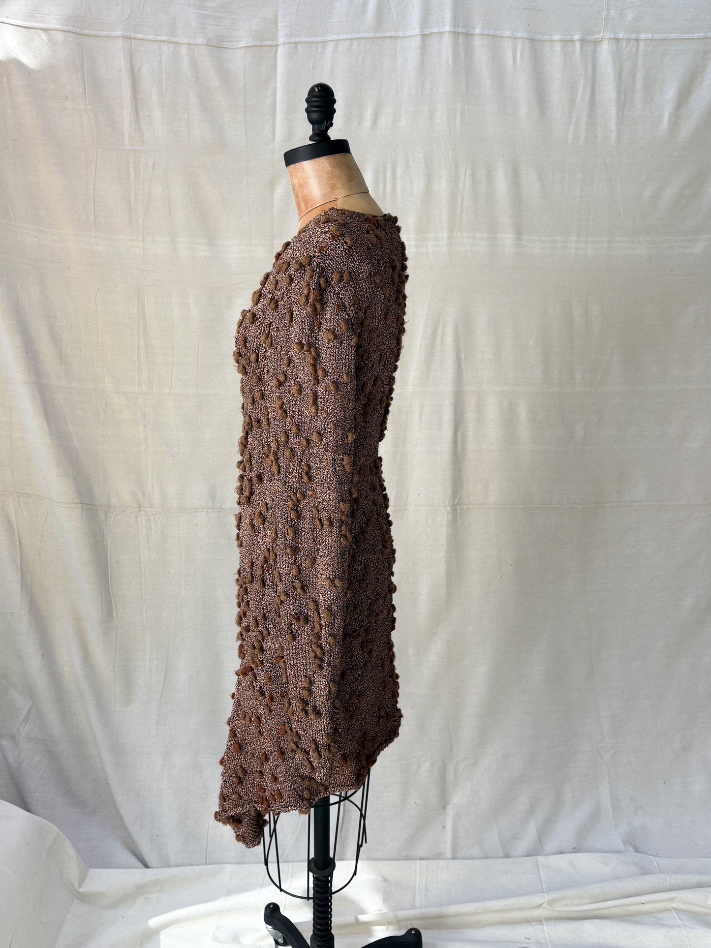 1990's Italian Metallic Copper Pom Dress