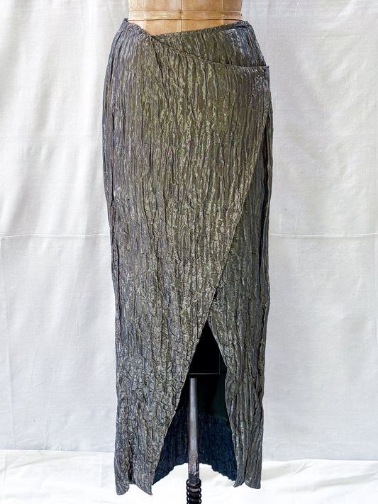 Romeo Gigli Scarab Green Crinkle Skirt