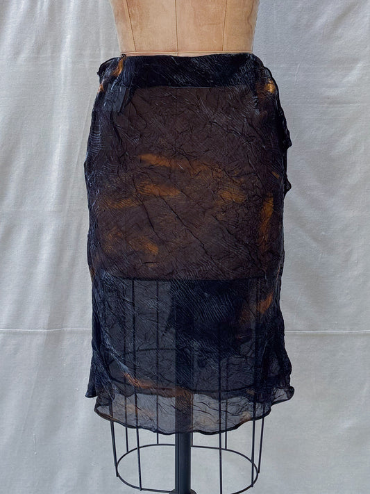 1990 Romeo Gigli Black & Gold crinkle skirt