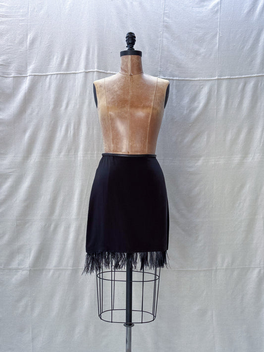 Helmut Lang Black Noir feather hem skirt