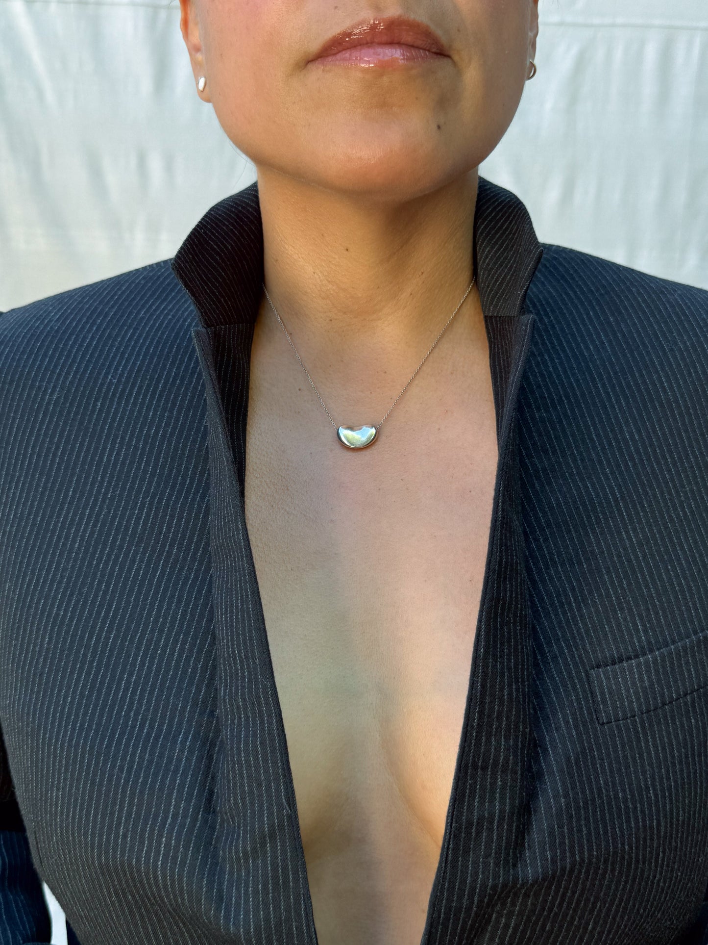 Tiffany & Co Elsa Peretti Sterling Silver Bean Necklace