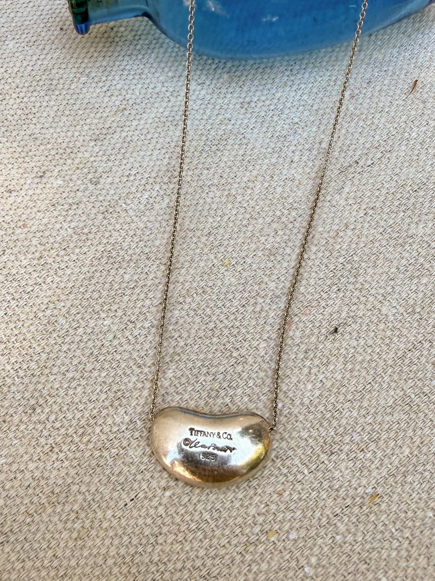 Tiffany & Co Elsa Peretti Sterling Silver Bean Necklace